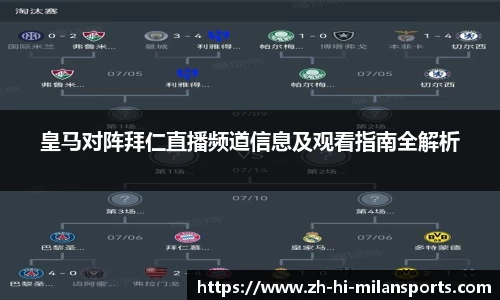 皇马对阵拜仁直播频道信息及观看指南全解析